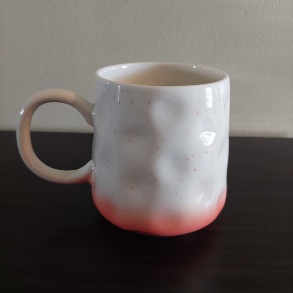 Rare Orly Maison New York Peach & White Speckled Dimpled Thumbprint Coffee Mug - Picture 2 of 5